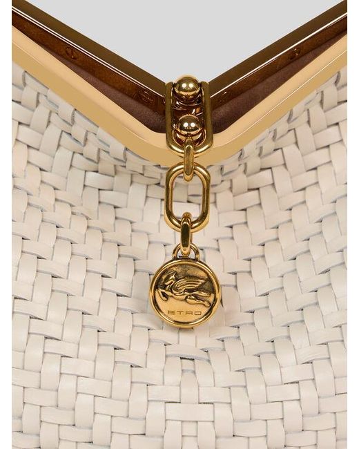 Etro Natural Medium Woven Vela Bag