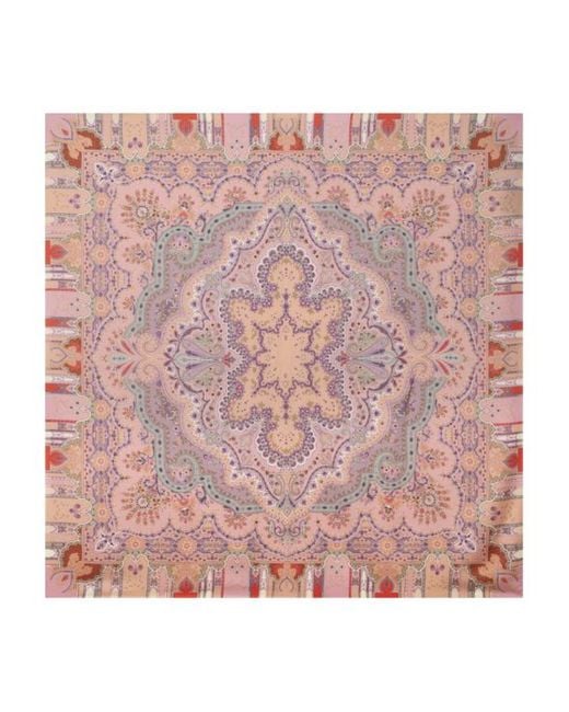 Châle En Laine Et Soie À Imprimé Placé, Femme Etro en coloris Pink