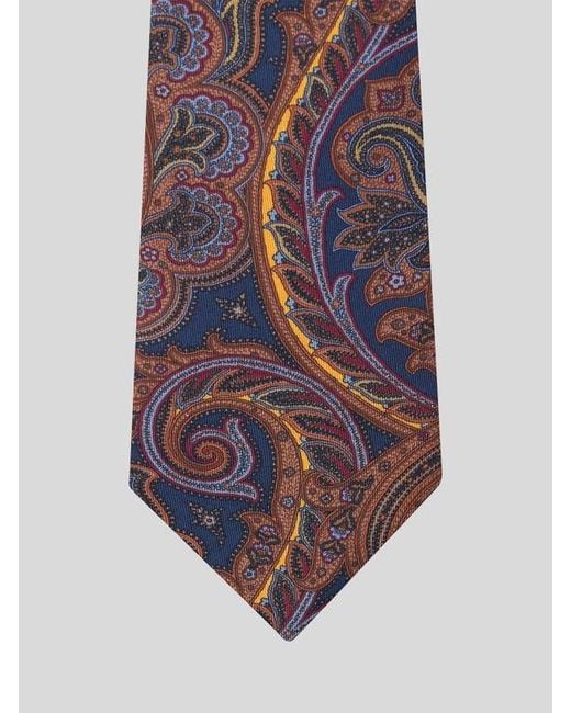 Etro Purple Printed Silk Tie for men