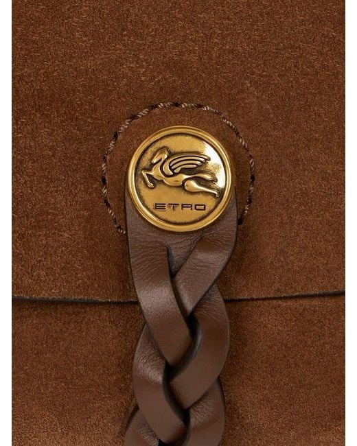 Etro Brown Maxi Suede Pony Bag With Threading