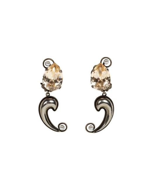 Etro Earrings With Mini Metallic Paisley Detail And Crystal
