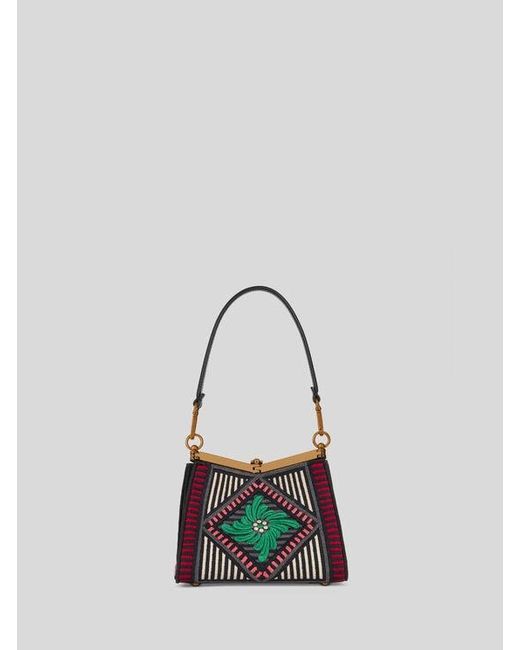 Etro Multicolor Small Vela Bag With Floral Embroidery