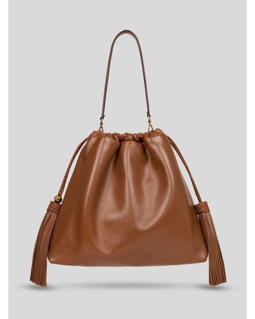 Etro Brown Large Leather Kalispera Bag With Tassels