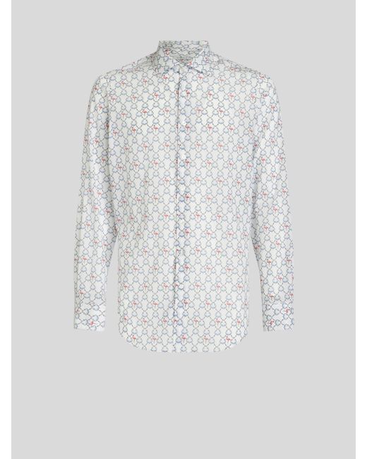 Camicia Con Mini Fenicotteri da Uomo di Etro in Bianco | Lyst