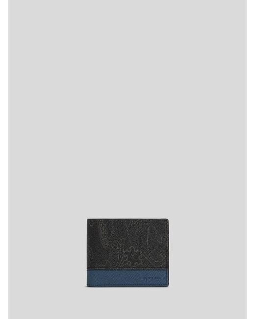 Etro White Bifold Arnica Wallet With Leather Insert for men