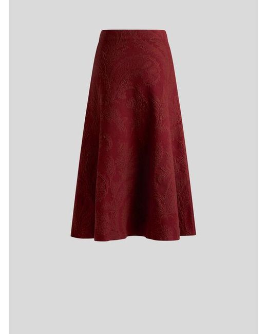 Gonna Midi Con Paisley Floreale Jacquard, Donna, Taglia di Etro in Red