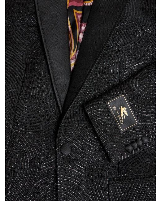 Etro Black Single-Breasted Wavy Blazer for men