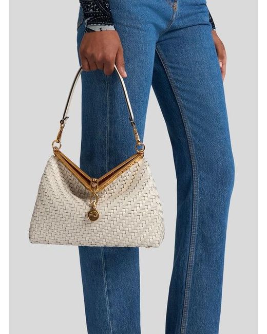 Etro Natural Medium Woven Vela Bag