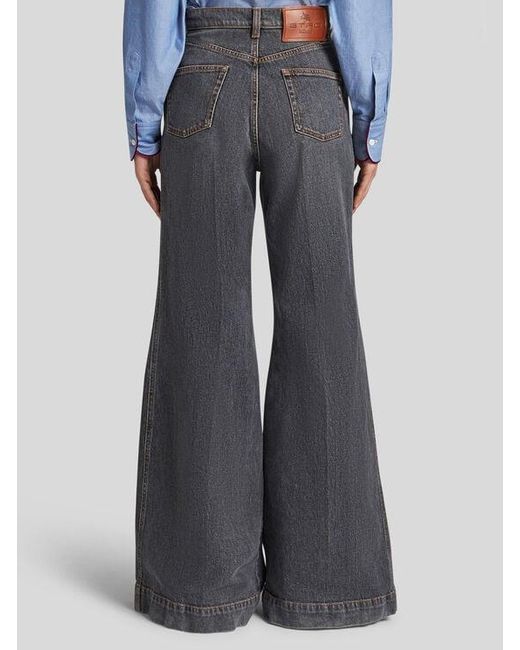Etro Blue Flared Jeans With Pegaso Buttons