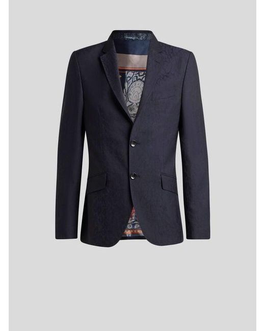Etro Blue Single-Breasted Jacket for men