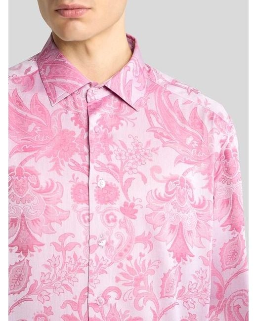 Etro Pink Cotton Jacquard Shirt for men