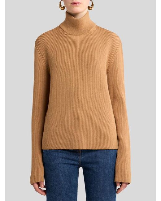Etro Brown Ribbed Wool Sweater