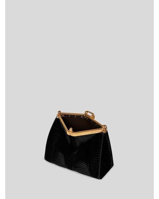 Etro Black Small Velvet Vela Bag