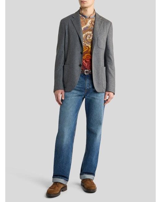 Etro Gray Single-Breasted Jacket for men