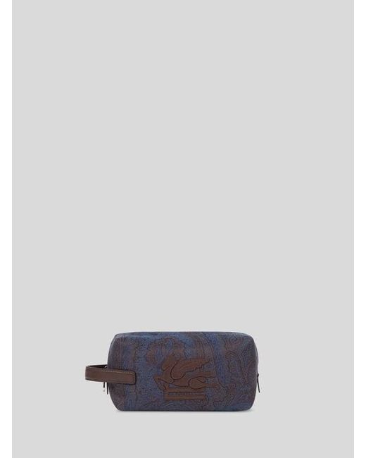 Etro White Essential Small Jacquard Pouch for men