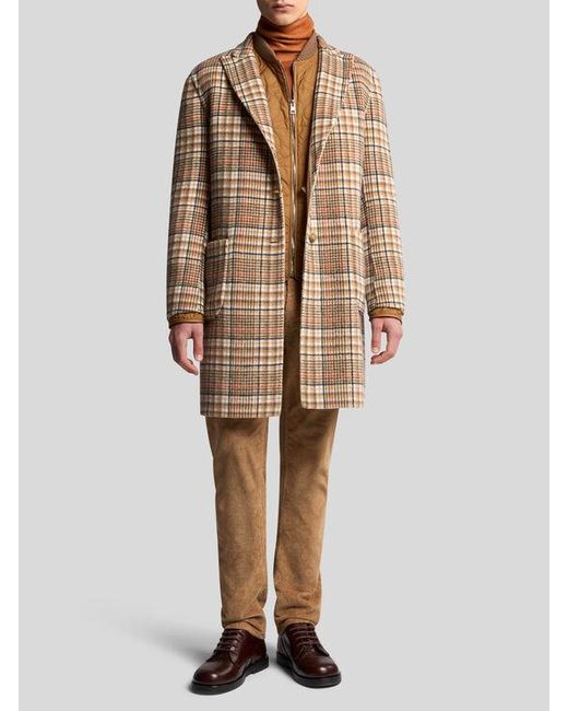 Etro Brown Reversible Wool Coat for men