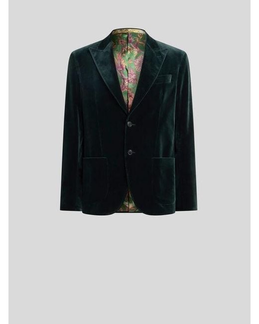Etro Black Single-Breasted Jacket for men