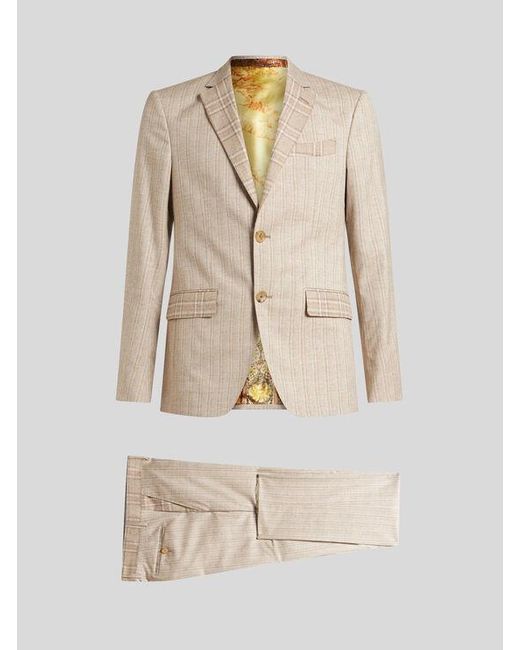 Etro White Striped Wool And Cotton Suit for men