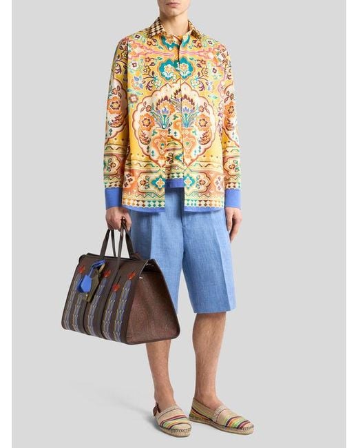Etro Bermudas Aus Leinen Und Wolle, Herren, Größe in Blue für Herren