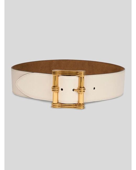 Etro White Reversible Leather Maxi Belt