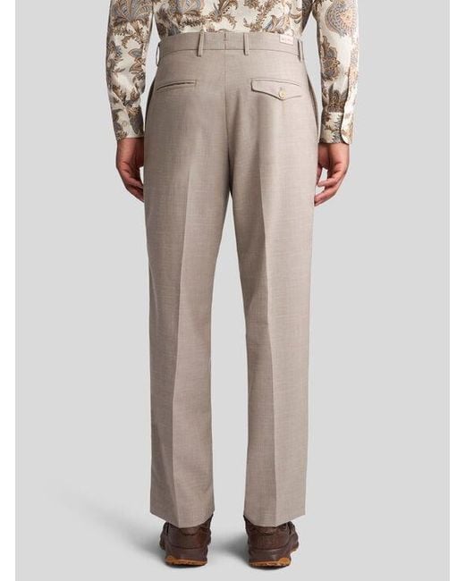 Etro Gray Slub Wool-Blend Trousers for men