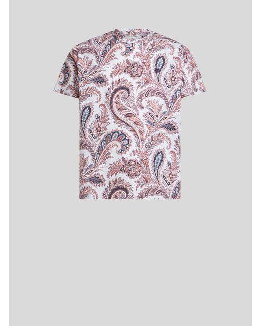 Etro Pink Floral Paisley T-Shirt for men