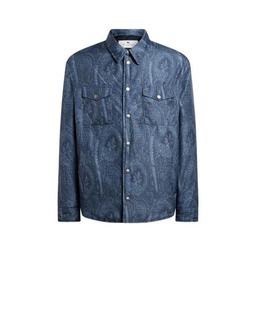 Etro Blue Paisley Overshirt for men