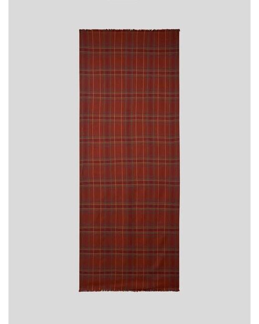 Etro Red Double-Sided Wool And Silk Scarf With Check And Paisley Motifs for men