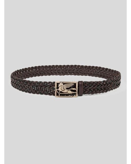 Etro Multicolor Woven Leather Belt With Pegaso Buckle for men