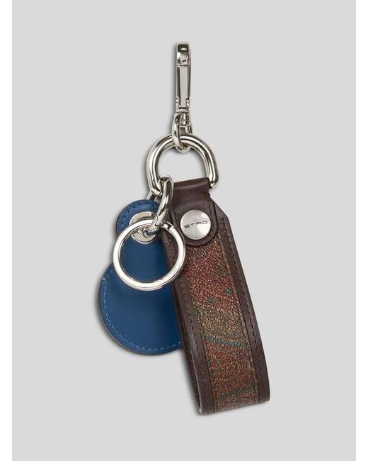 Etro Blue Arnica Charm With Leather Details for men