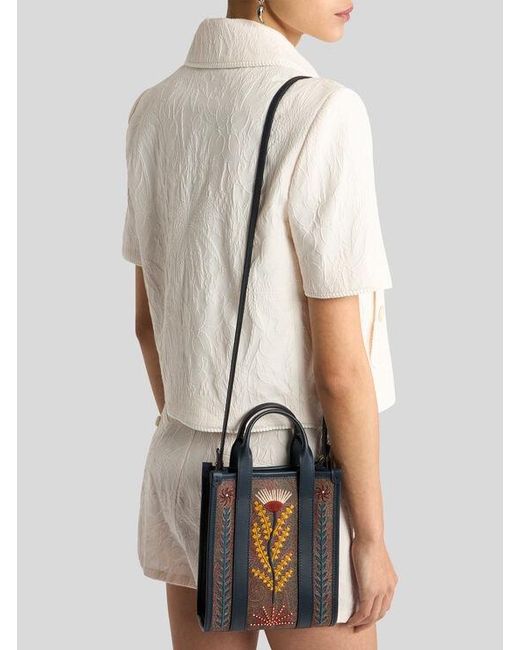 Etro Blue X Tabby Booth Mini Arnica Handbag With Embroidery