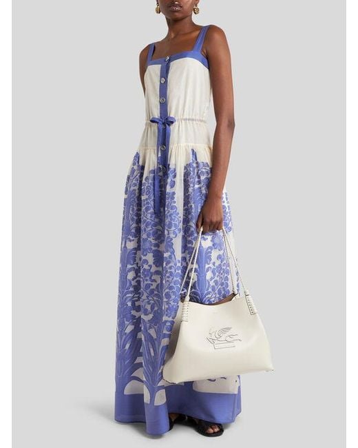 Robe Longue En Voile Jacquard À Fils Coupés, Femme, Taille Etro en coloris Blue