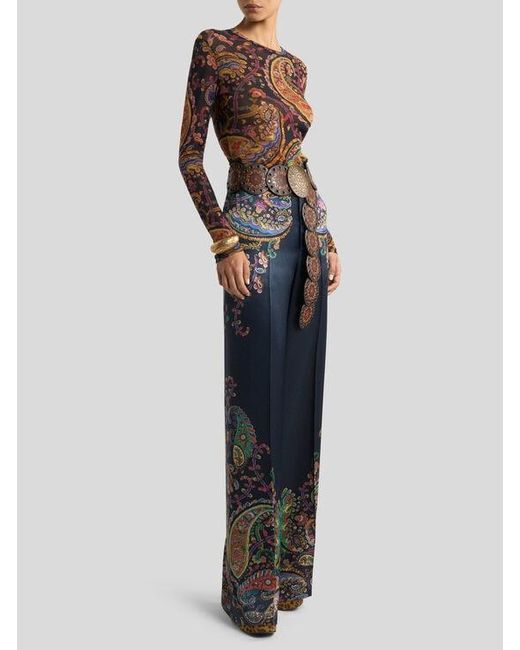 Etro Blue Wide-Leg Trousers