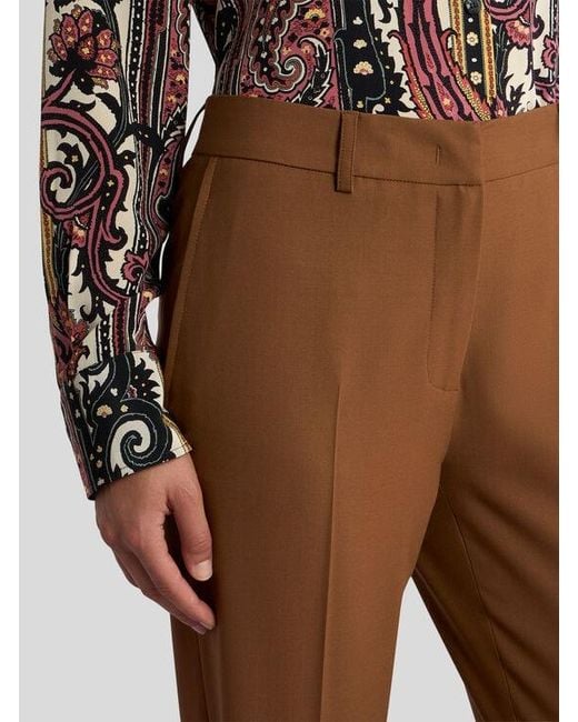 Etro Brown Bootcut Stretch Wool Trousers