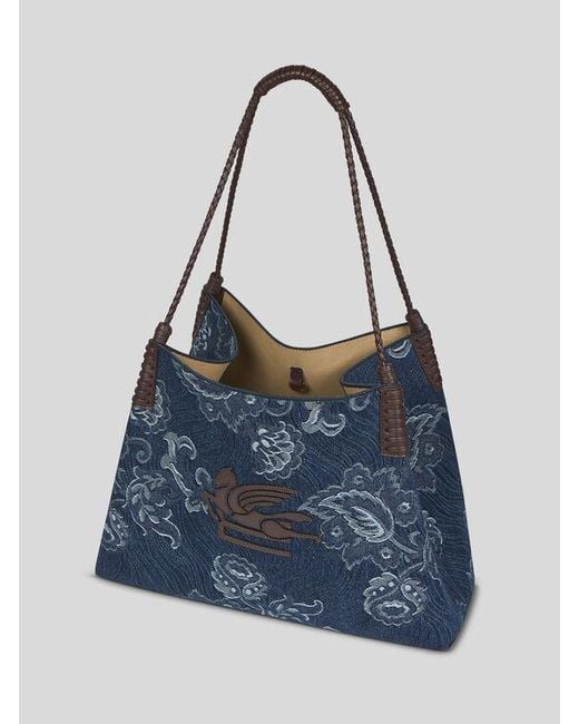 Etro Blue Medium Libra Tote Bag