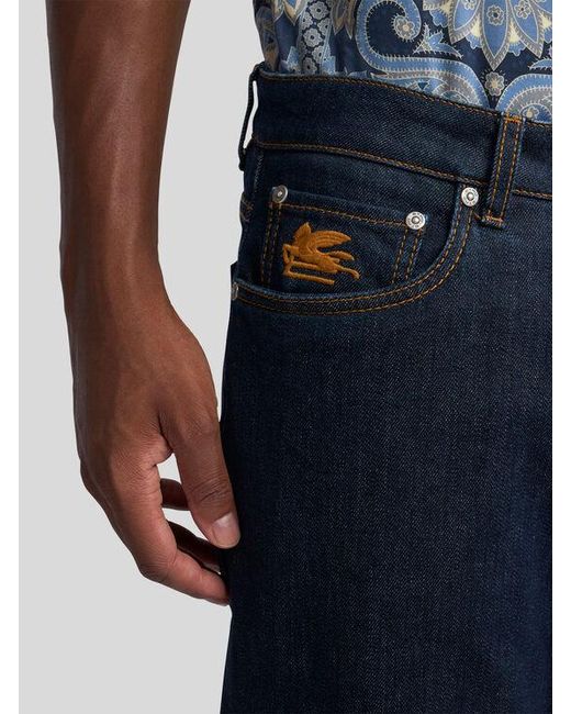 Etro Blue Five-Pocket Jeans for men