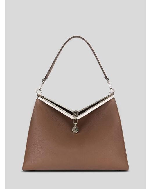 Etro Brown Large Leather Vela Bag for men