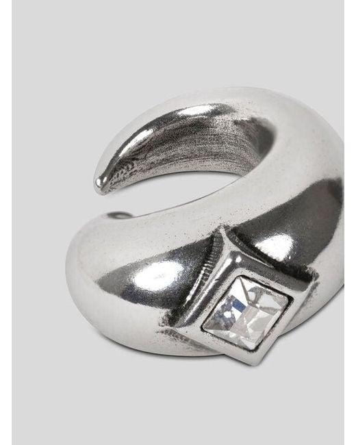 Etro White Cuff Earrings With Stone