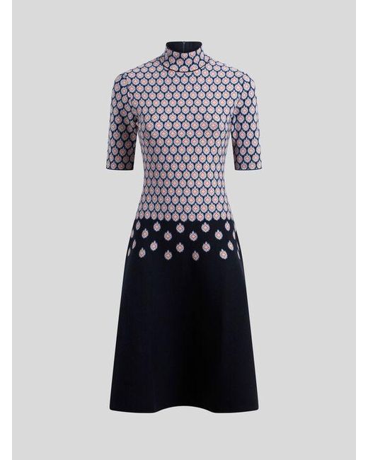 Etro Blue Jacquard Midi Dress