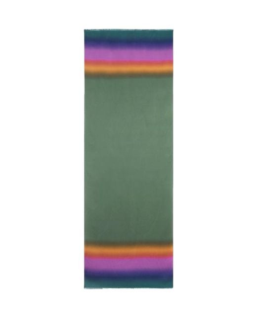 Etro Green Wool And Silk Jacquard Scarf With Paisleys And Faded Print for men