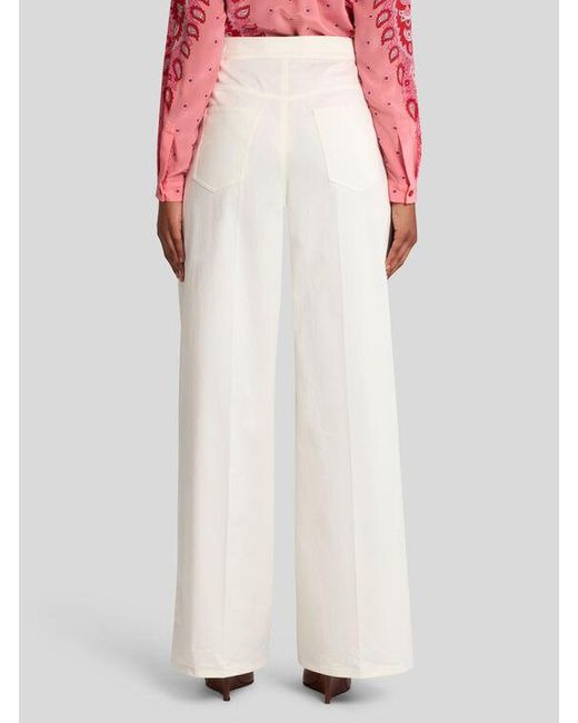 Pantalon Avec Boutons Pegaso, Femme, Taille Etro en coloris White