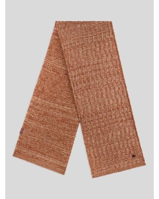 Etro Brown Cable-Knit Cashmere Scarf for men
