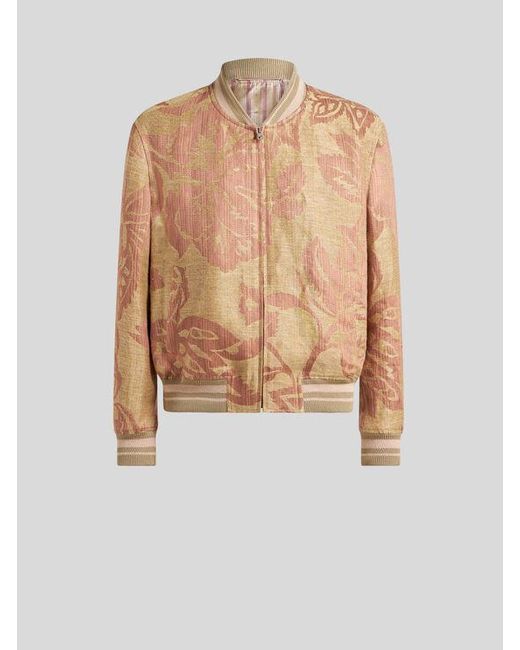 Etro Bomberjacke Aus Leinen Mit Blumenprint, Herren, Größe in White für Herren