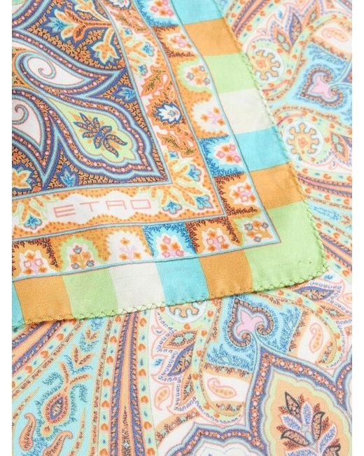 Etro Natural Pocket Square With Floral And Medallion Print for men