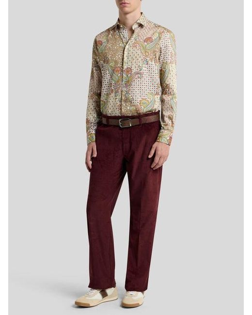 Etro Purple Stretch Cotton Corduroy Trousers for men