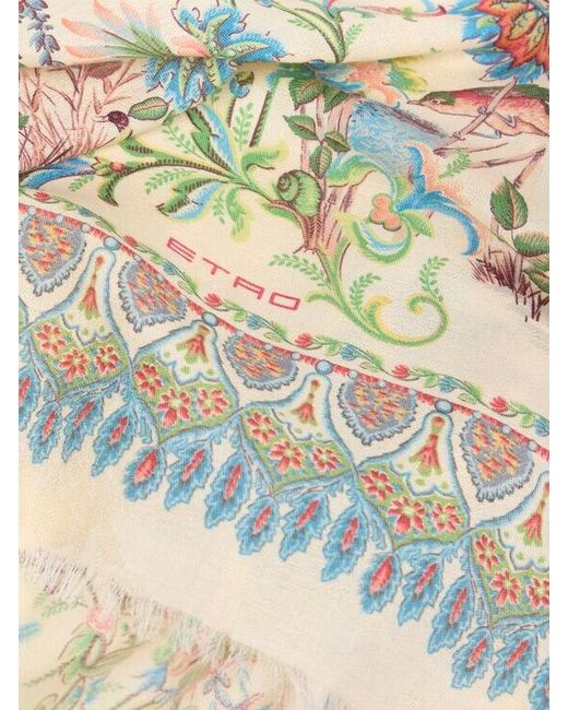 Etro Natural Cotton-Blend Jacquard Scarf With Floral Motif for men