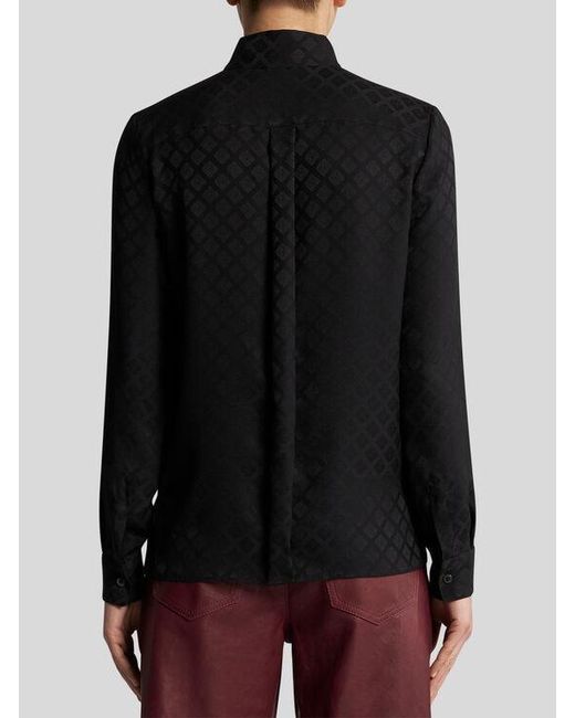 Etro Black Jacquard Scarf-Collar Shirt