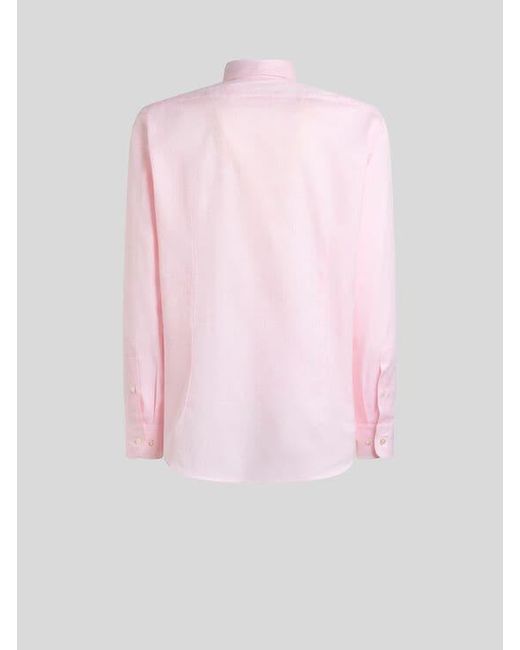 Etro Pink Cotton Jacquard Shirt for men