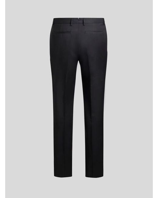 Etro Black Tailored Wool Trousers With Side Band Detail for men