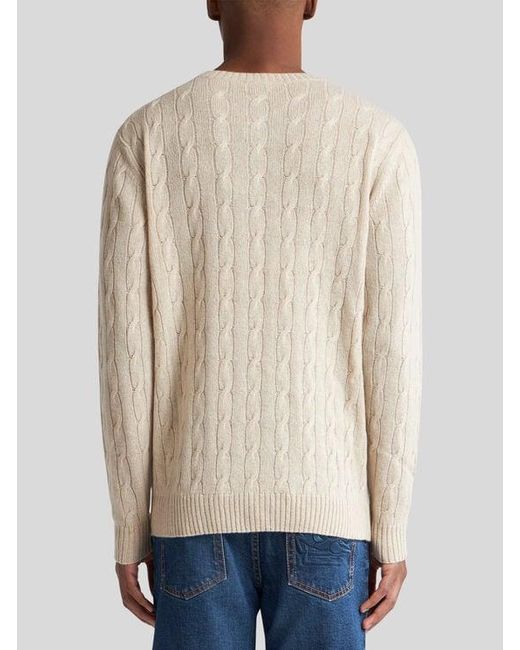 Etro White Cable-Knit Cashmere Sweater for men